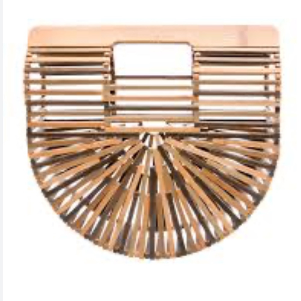 cult gaia bamboo arc top-handle bag - natural tan